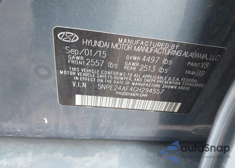 2016 Hyundai Sonata Se из США, поврежденный, VIN 5NPE24AF4GH294557